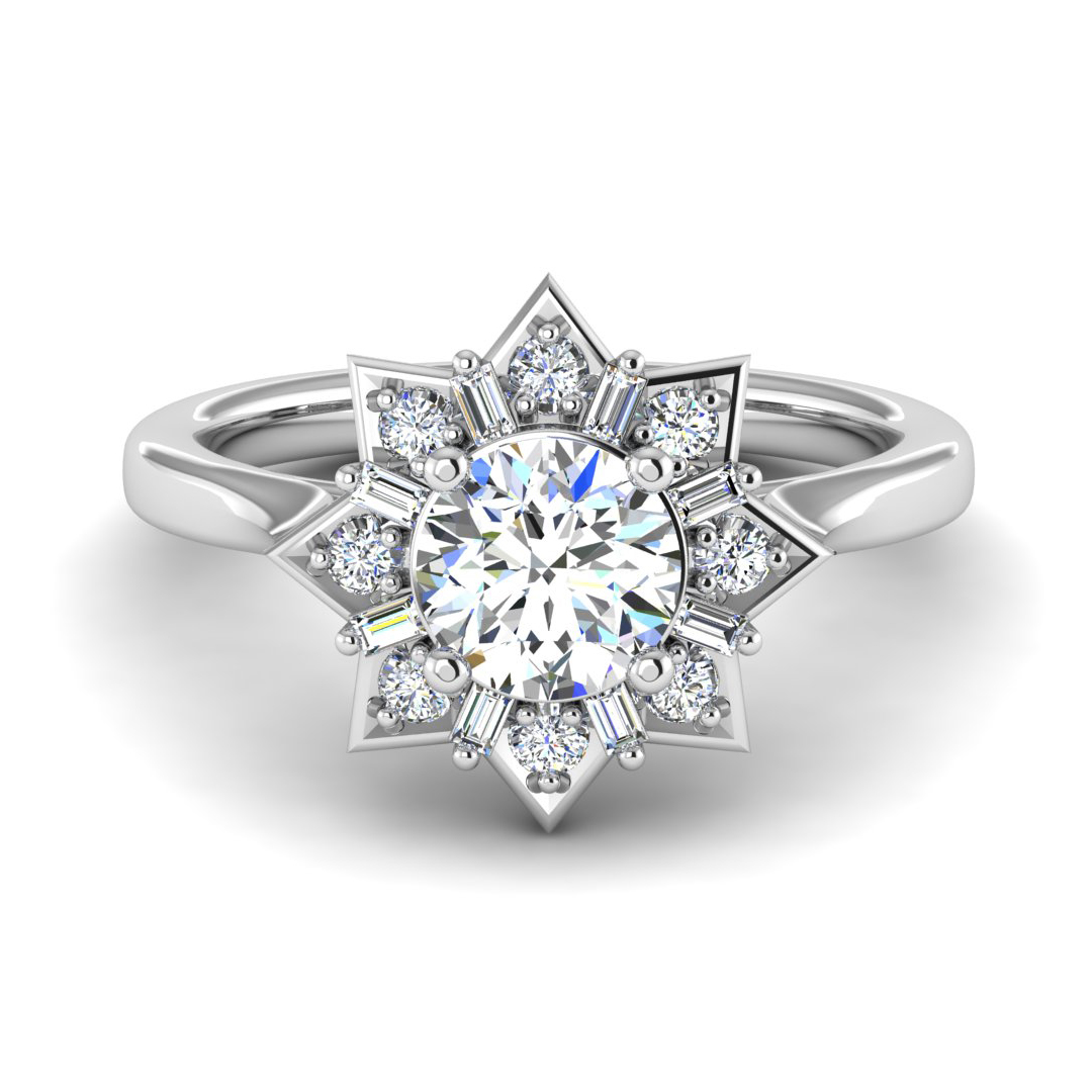 Journey Starburst Halo Engagement Ring